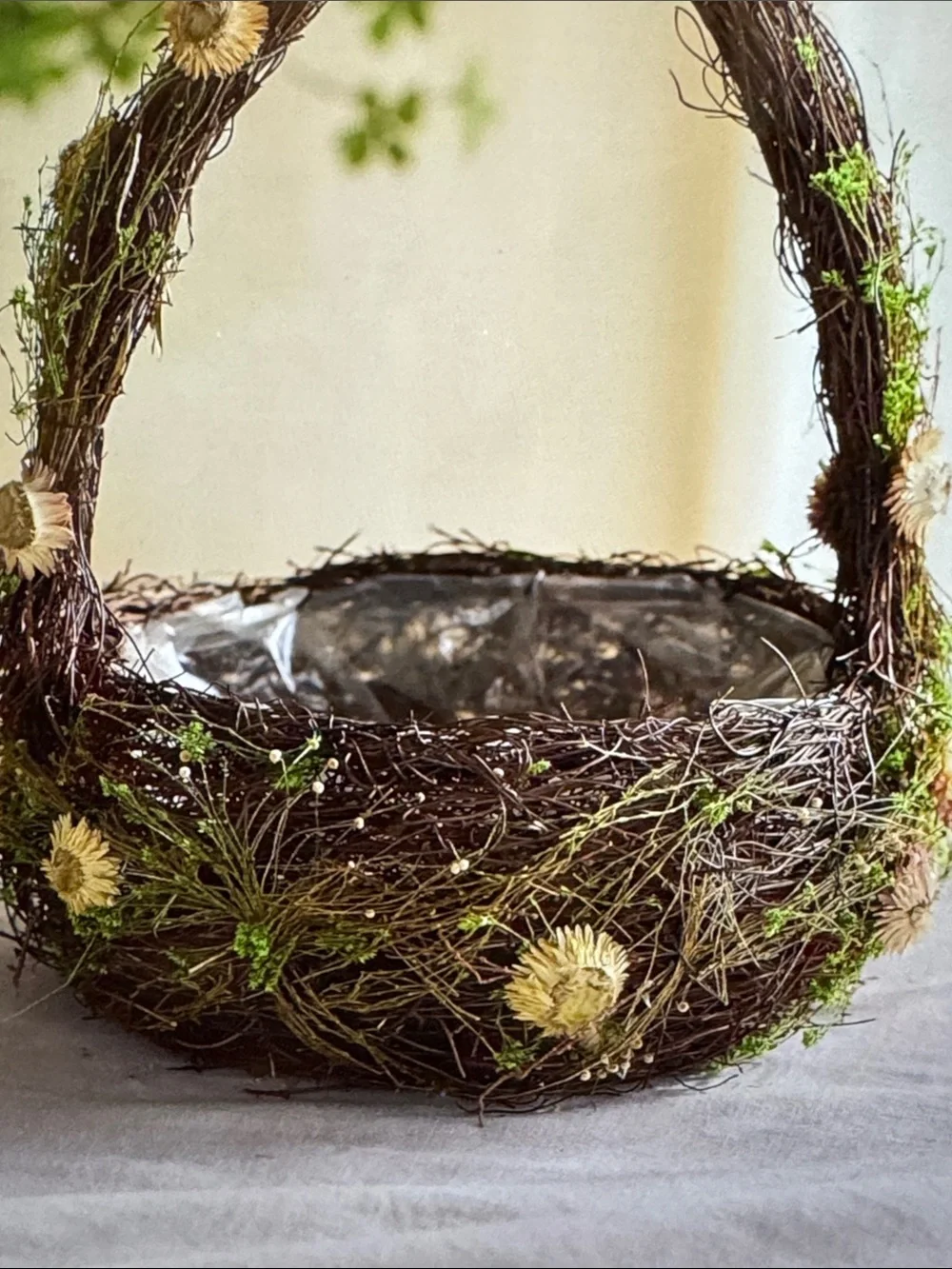 Anthropologie Floral Arch Handle Basket Planter